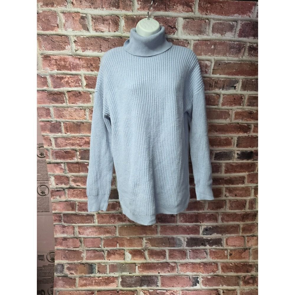 Women's MAURICES Light Blue Turtleneck Oversized Chunky Knit Sweater Tunic Small